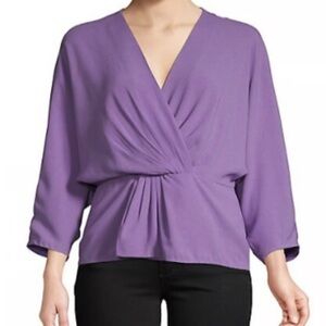 Diane Von Furstenberg Twist Front Open Back Wrap Top In Lilac Purple Size 4